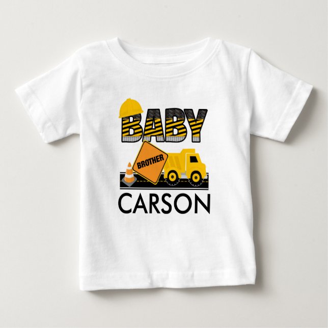 T-shirt Pour Bébé Chemise Frère Bébé Construction | Chemise frère (Devant)