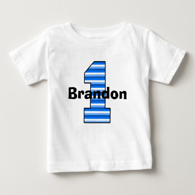 T-shirt Pour Bébé Chemise Garçon Première Anniversaire Bleue (Devant)