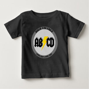T-shirt Pour Bébé Chemise haute tension AB/CD, Black Rock et Roll.