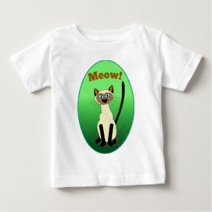 T-shirt Pour Bébé Chemise infantile (verte) siamoise de chat