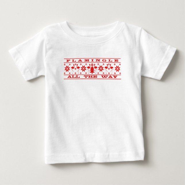 T-shirt Pour Bébé Chemise laide de Noël de bébé de Flamingle (Devant)