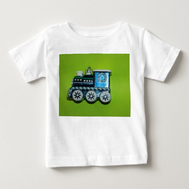 T-shirt Pour Bébé CHEMISE LONGUE SLEEVE Train Bleu, (Devant)