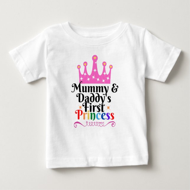 T-shirt Pour Bébé Chemise Maman et papa's First Princess Baby 6 mois (Devant)