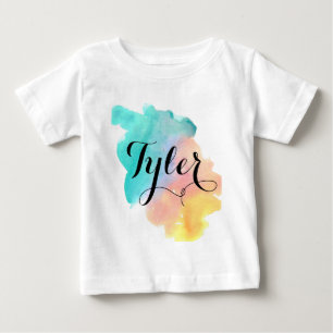 T-shirt Pour Bébé Chemise mignonne de nom de bébé d'aquarelle