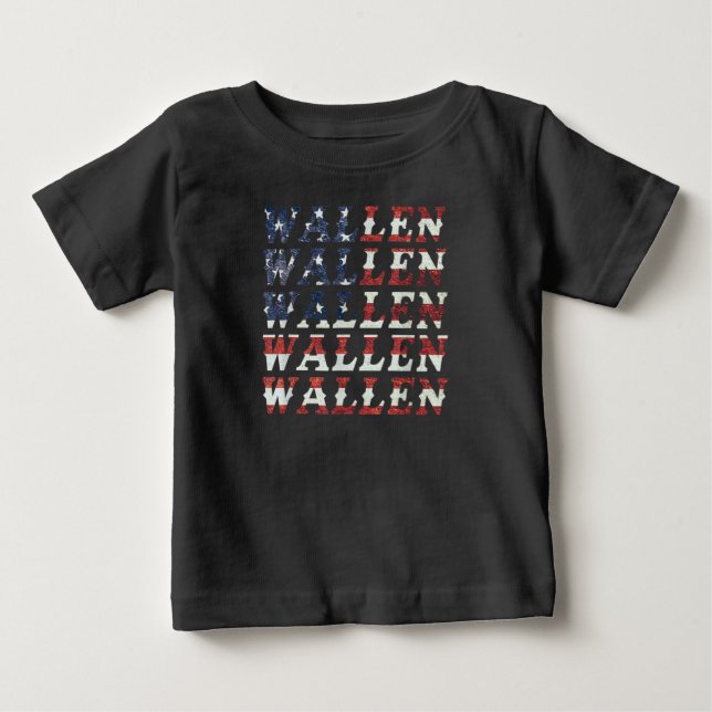 T-shirt Pour Bébé Chemise Mignonne Wallen Drapeau Américain Rouge Bl (Devant)