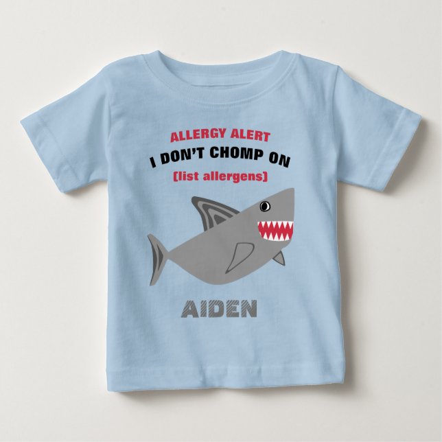 T-shirt Pour Bébé Chemise multiple de requin d'alerte d'allergie (Devant)