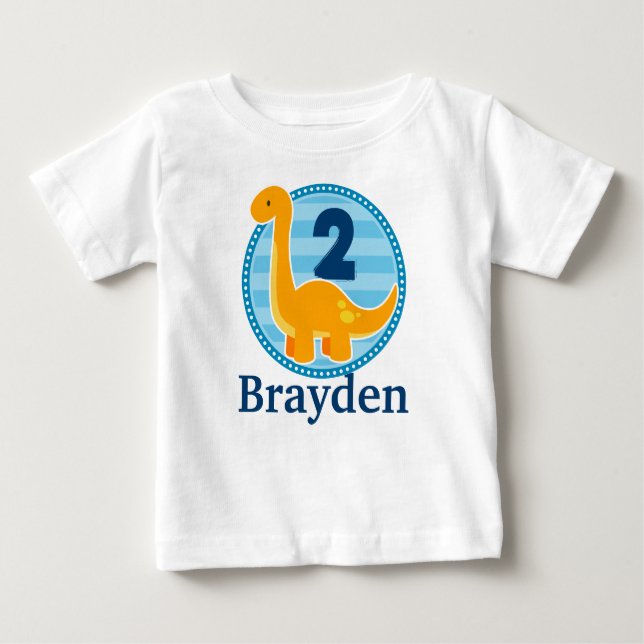 T-shirt Pour Bébé Chemise orange d'anniversaire de dinosaure pour (Devant)