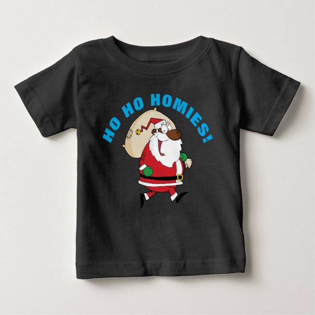 T-shirt Pour Bébé Chemise Père Noël en noir (Devant)