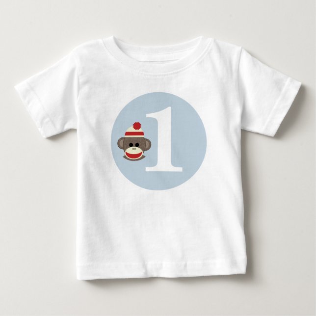 T-shirt Pour Bébé Chemise personnalisable d'anniversaire de singe de (Devant)
