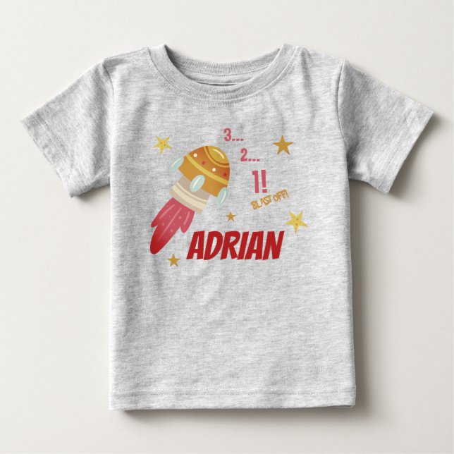 T-shirt Pour Bébé Chemise personnalisable Space Birthday (Devant)