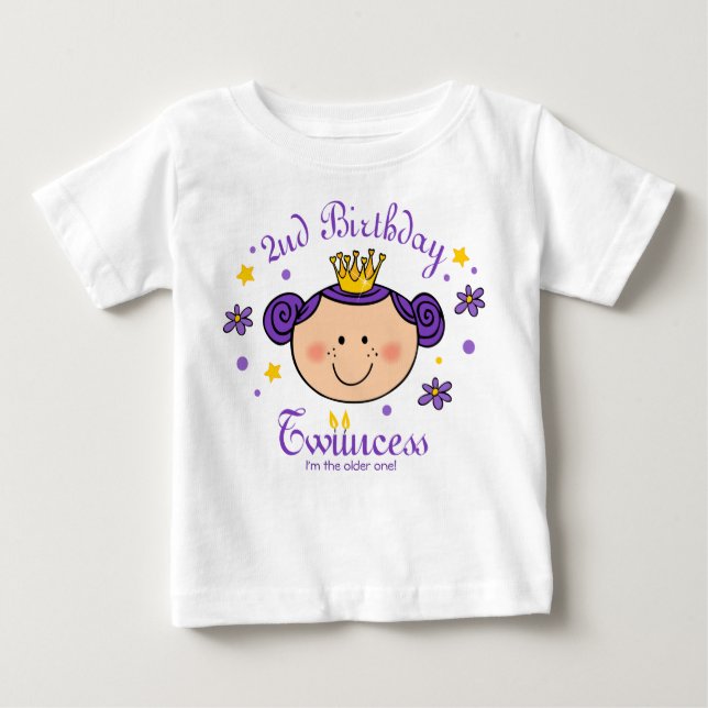 T-shirt Pour Bébé Chemise personnalisée 2e Anniversaire Twincess (Devant)