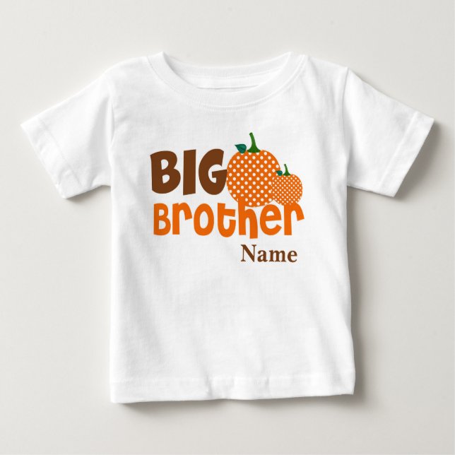 T-shirt Pour Bébé Chemise personnalisée Big Brother Citrouille (Devant)