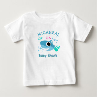 T-shirt Pour Bébé Chemise personnalisée bleu requin pour bébé avec n