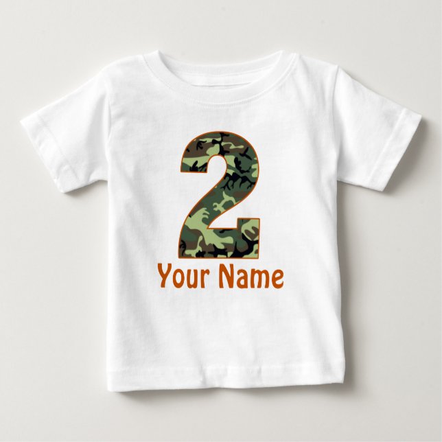 T-shirt Pour Bébé Chemise personnalisée Camo 2e anniversaire (Devant)