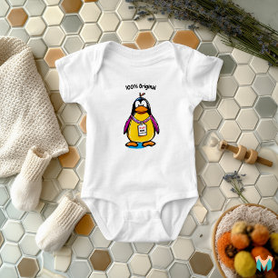T-shirt Pour Bébé Chemise personnalisée Cool Penguin avec nom et éti