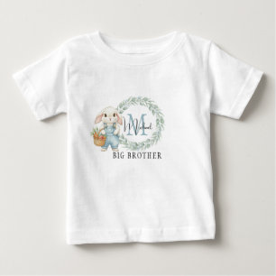 T-shirt Pour Bébé Chemise personnalisée Lapin Grand Frère Bleu Flora