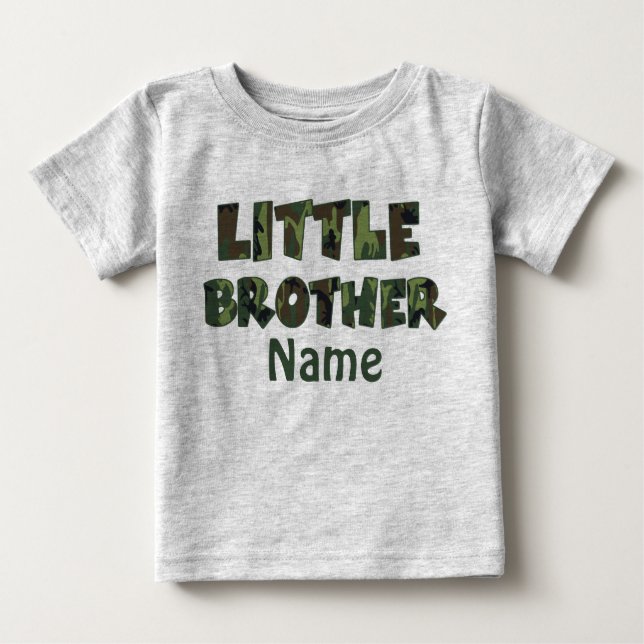 T-shirt Pour Bébé Chemise personnalisée Little Brother Camo (Devant)