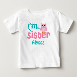 T-shirt Pour Bébé Chemise personnalisée Little Sister Pink Turquoise