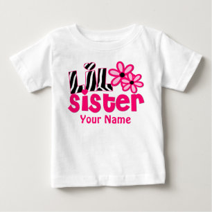 T-shirt Pour Bébé Chemise personnalisée Little Sister Pink Zebra