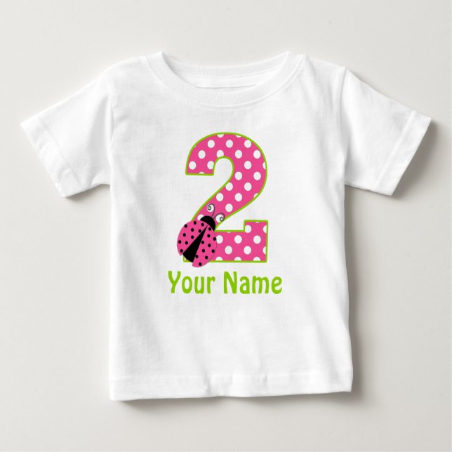 T-shirt Pour Bébé Chemise personnalisée Pink Green 2 Anniversaire (Devant)