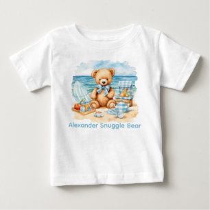 T-shirt Pour Bébé Chemise pour bébé Ourson Bleu de la Plage Bute ave