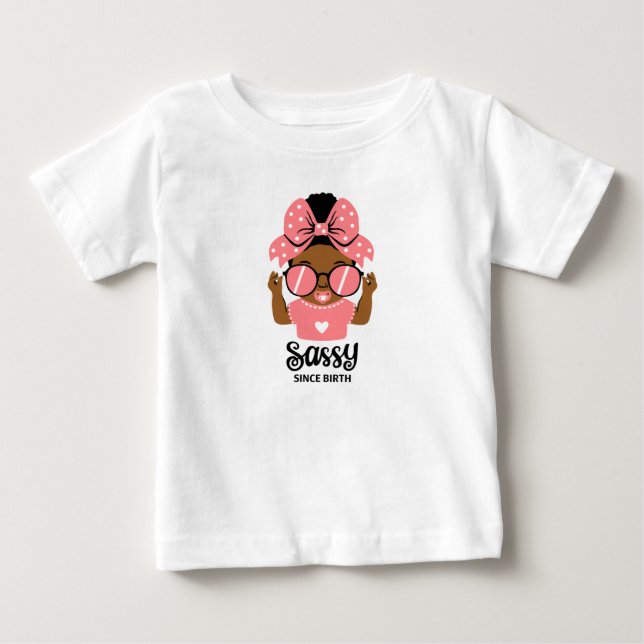 T-shirt Pour Bébé Chemise pour fille tout-petit avec Afro et lunette (Devant)