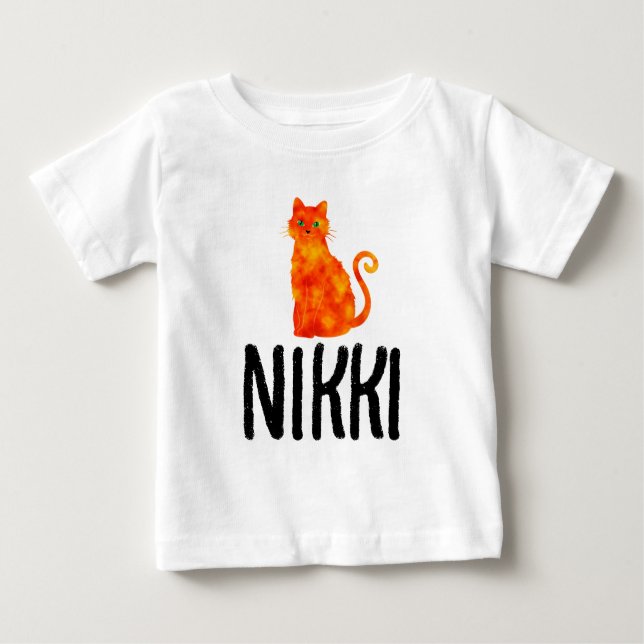 T-SHIRT POUR BÉBÉ CHEMISE POUR TOUT-PETITS FILLE AU NOM DE CHAT ROUX (Devant)