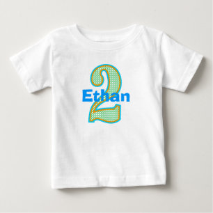 T-shirt Pour Bébé Chemise rétro bleu, orange et vert deuxième annive