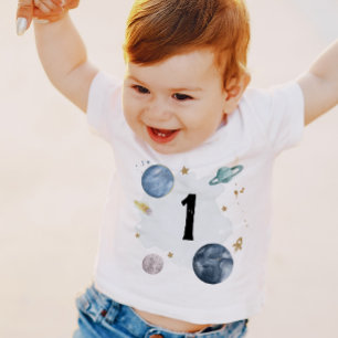 T-shirt Pour Bébé Chemise Space 1er Anniversaire Planètes Galaxie Un