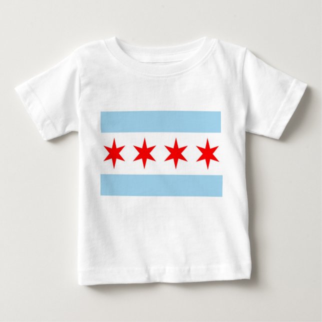 T-shirt Pour Bébé Chemise T bébé avec Drapeau de Chicago, Ilinois (Devant)