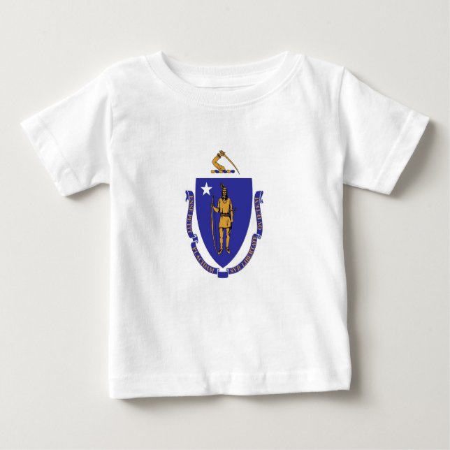 T-shirt Pour Bébé Chemise T bébé avec drapeau du Massachusetts (Devant)