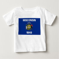 Chemise T bébé avec Drapeau du Wisconsin, U.S.A.