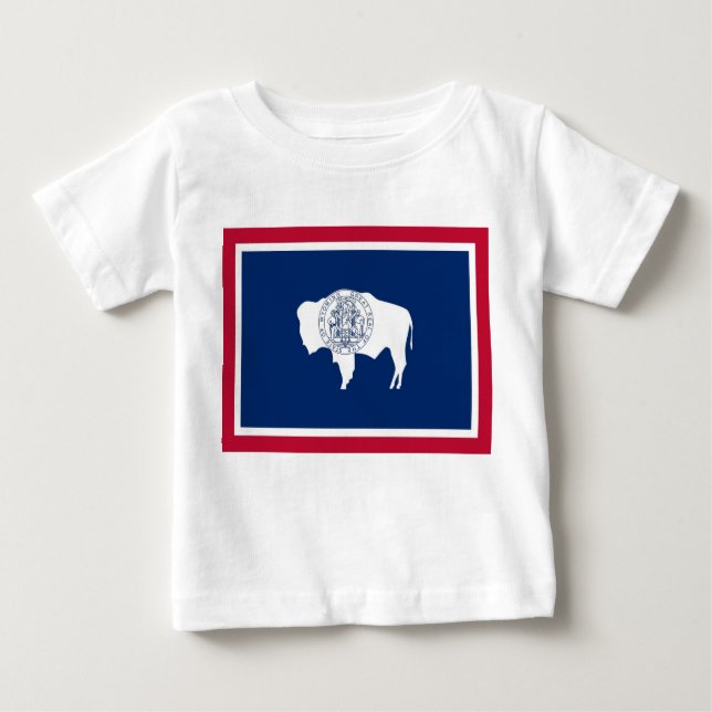 T-shirt Pour Bébé Chemise T bébé avec Drapeau du Wyoming, États-Unis (Devant)