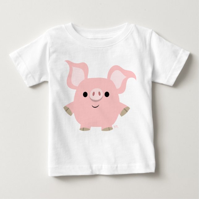 T-shirt Pour Bébé Chemise T-shirt bébé cochon en dessin très court (Devant)