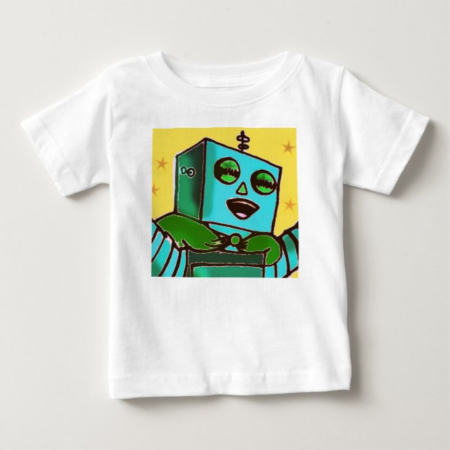 T-shirt Pour Bébé Chemise T-shirt bébé robot Jaune (Devant)