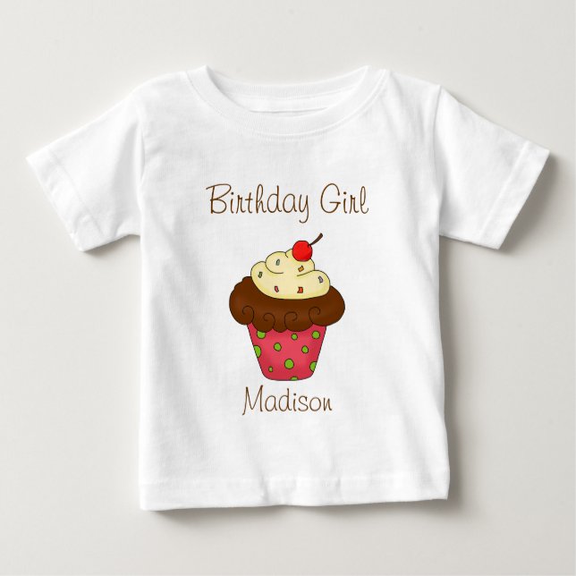 T-shirt Pour Bébé Chemises d'anniversaire personnalisées cupcake fil (Devant)