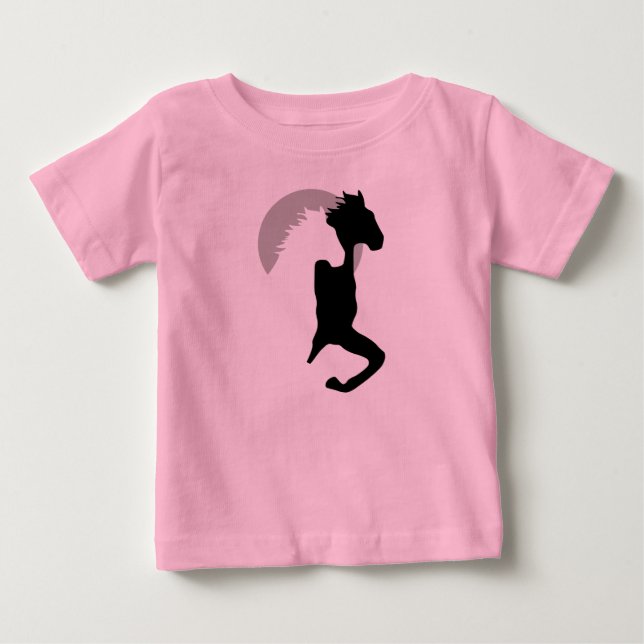 T-shirt Pour Bébé chemises de fille chevaux courant ensemble (Devant)