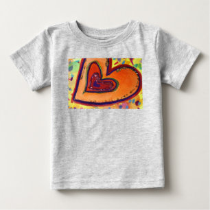 T-shirt Pour Bébé Chemises de peinture d'art à cœur heureux et amour