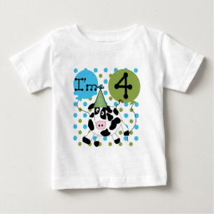 T-shirt Pour Bébé Chemises et cadeaux Blue Cow 4th Birthday
