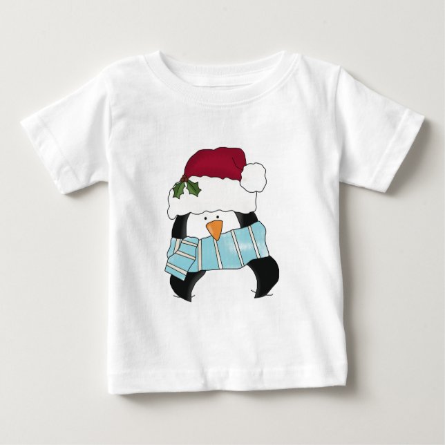 T-shirt Pour Bébé Chemises et cadeaux de Noël en pingouin (Devant)