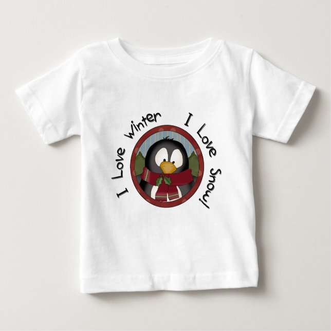 T-shirt Pour Bébé Chemises et cadeaux de vacances en pingouin d'hive (Devant)