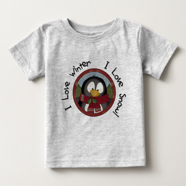 T-shirt Pour Bébé Chemises et cadeaux de vacances en pingouin d'hive (Devant)