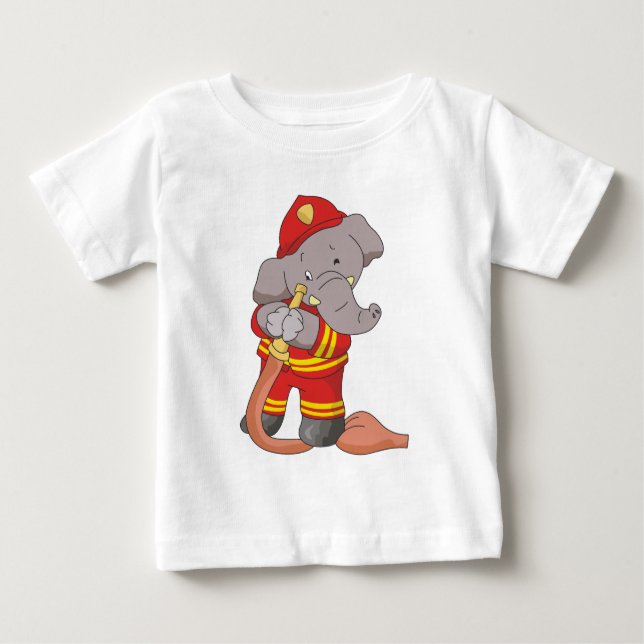 T-shirt Pour Bébé Chemises et cadeaux éléphants pompiers (Devant)