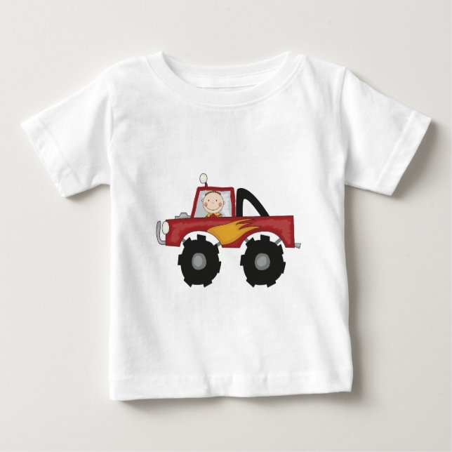 T-shirt Pour Bébé Chemises et cadeaux Red Monster Truck (Devant)