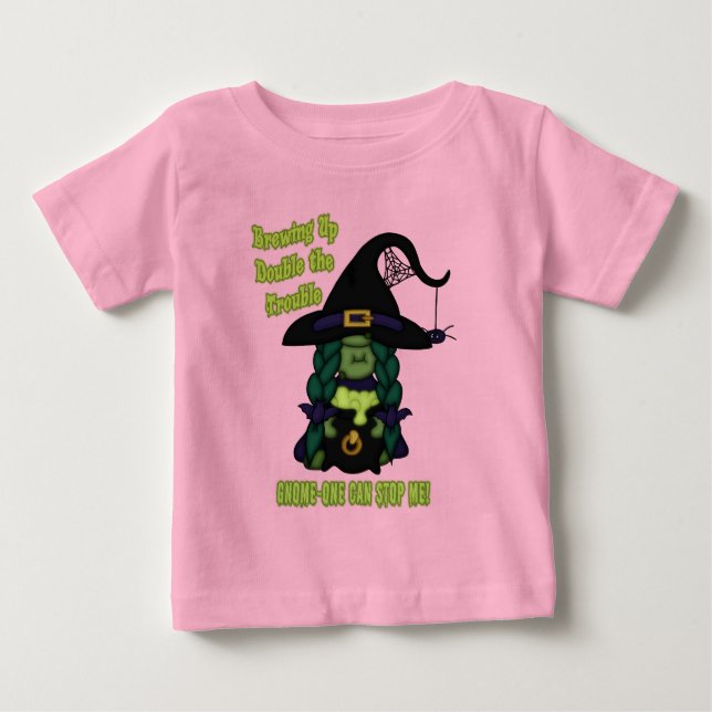 T-shirt Pour Bébé Chemises Gnome-O-Ween Sorcière Araignée Pun (Devant)