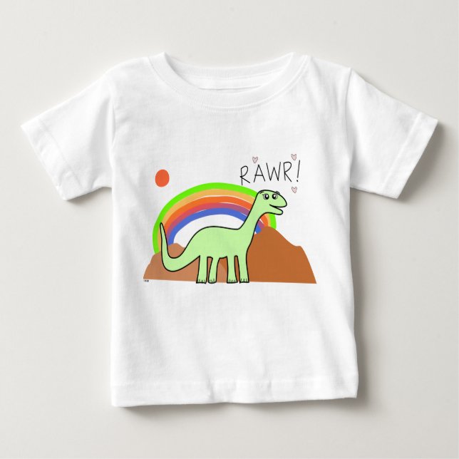 T-shirt Pour Bébé Chemises infantiles de Rawr d'arc-en-ciel (Devant)
