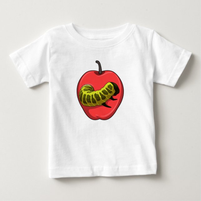 T-shirt Pour Bébé Chenille avec Pomme (Devant)