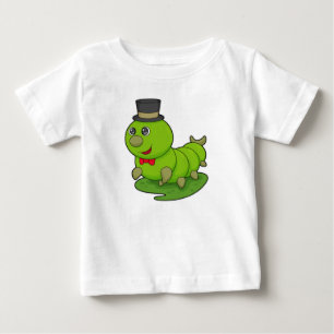 T-shirt Pour Bébé Chenille en gentleman avec cylindre