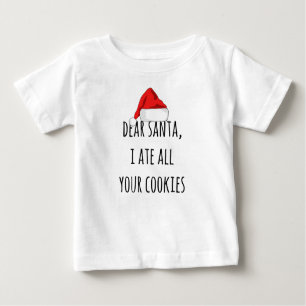 T-shirt Pour Bébé Cher Père Noël, j'ai mangé tous vos cookies