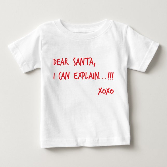 T-shirt Pour Bébé Cher Père Noël, je peux vous expliquer (Devant)